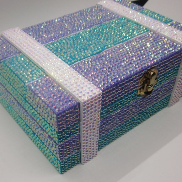 Purple and Teal Bling Trinket / Jewelry Box - Picture 3 of 5